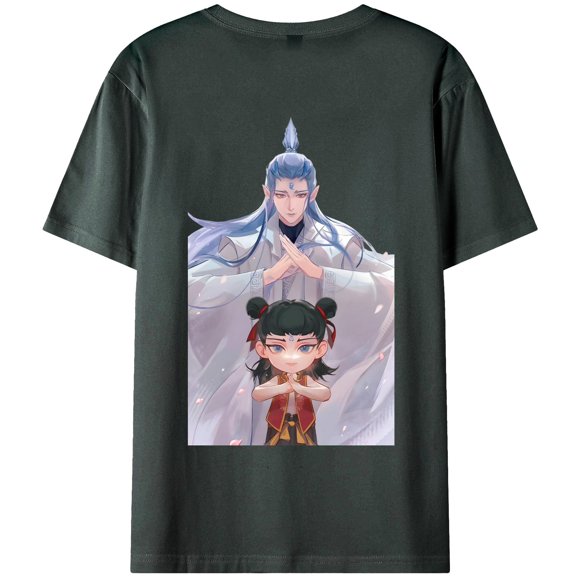 （画像用） Ne Zha 2 ナタ 魔童の大暴れ 綿100％ メンズ半袖Tシャツ（バックプリント） 通気性